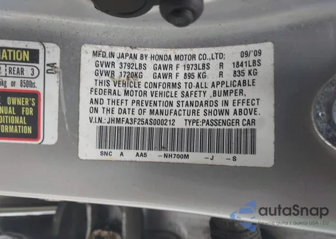 2010 Honda Civic Hybrid из США, поврежденный, VIN JHMFA3F25AS000212